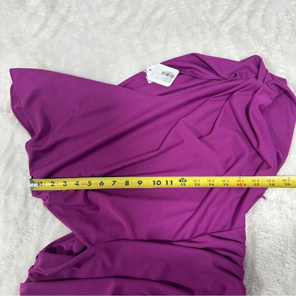 Tanya Taylor Size 12 Purple Elegant Ruched Cut Out Side Slit Nami Gown Dress - Picture 12 of 16